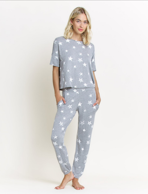Honeydew | Ensemble pyjama Sun Lover gris chiné à étoiles