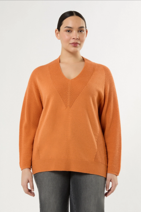 Marina Rinaldi | Blown Wool-Blend Sweater - Orange