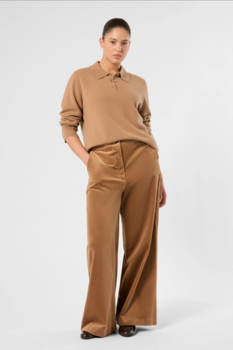 Marina Rinaldi | Cashmere Polo Sweater - Camel