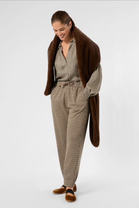 Marina Rinaldi  Printed Twill Shirt - Brown Bordeaux