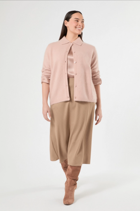 Marina Rinaldi | Wool, Silk and Cashmere Cardigan - Fard
