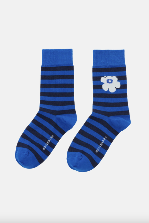 Marimekko | Kasvaa Tasaraita Unikko One Socks-blue, dark blue