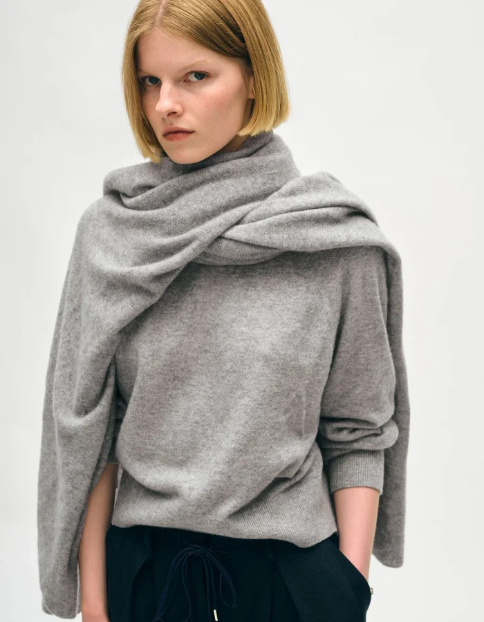 Écharpe de voyage en cachemire Grey Heather