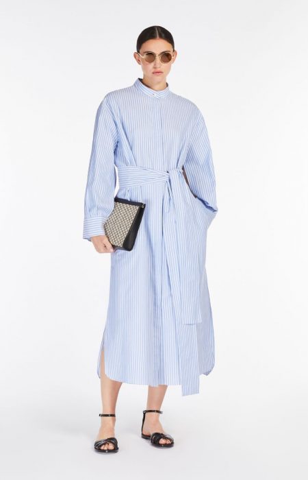 MaxMara Studio Cotton Oxford cloth shirt dress, light blue