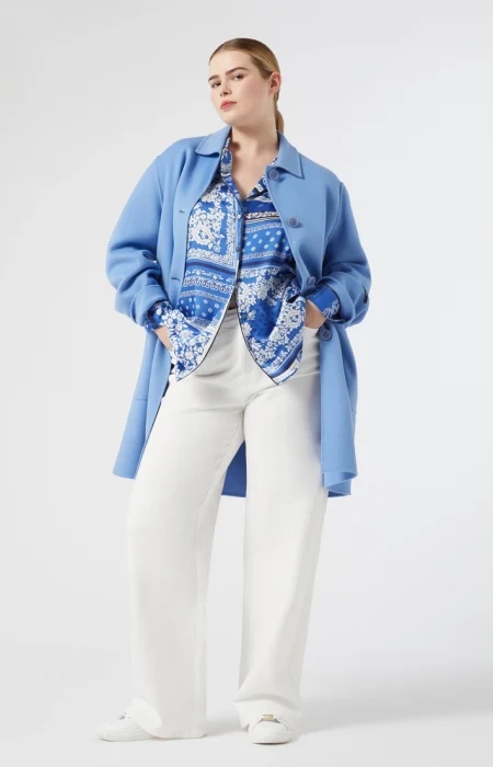 Double faced wool-blend coat light blue