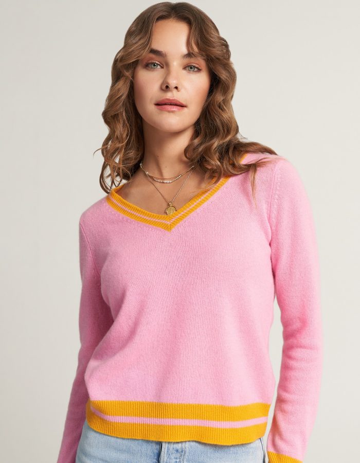 Princess goes Hollywood -  Pinker Kaschmir V-Pullover