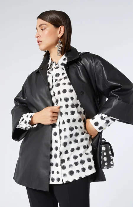 Marina Rinaldi Printed poplin shirt optical white