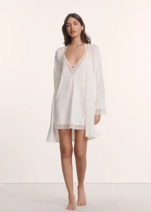 Eberjey | Peignoir court Lara en modal TENCEL™ – Ivoire