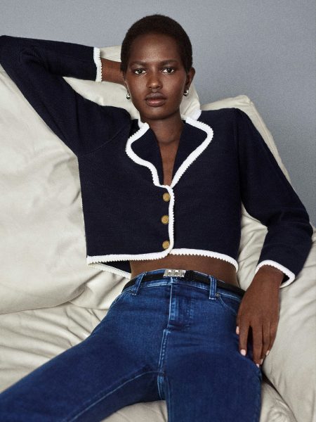 Frame The Corded Cardi - Navy Multi