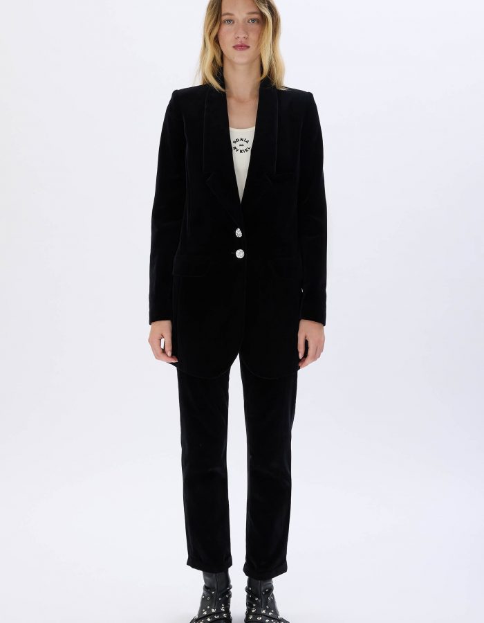 Rykiel Veste Longue En Velours Noir